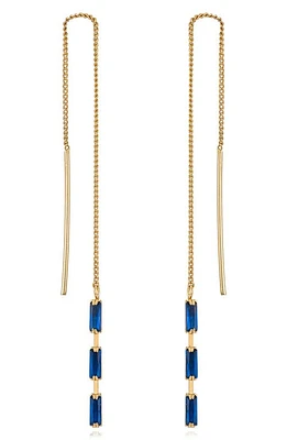 Ettika Cubic Zirconia Baguette Threader Earrings in Sapphire at Nordstrom