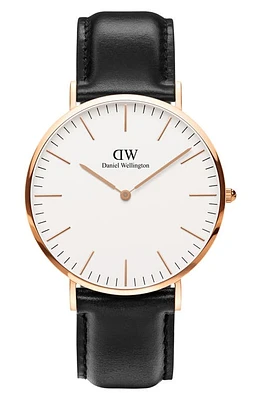 Daniel Wellington 'Classic Sheffield' Leather Strap Watch