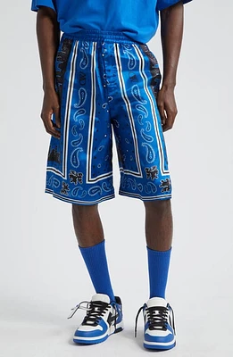 Off-White Bandana Satin Shorts Nautical Blue at Nordstrom, Us