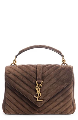 Saint Laurent Medium College Suede Shoulder Bag in Brown Coffee at Nordstrom