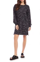 Karen Kane Zebra Zip Hem Long Sleeve Sweatshirt Minidress in Grey Print at Nordstrom, Size X-Small