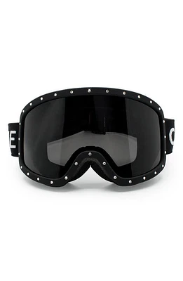 CELINE Ski Mask with Mirrored Lens in Matte Black/Crystal Strass at Nordstrom