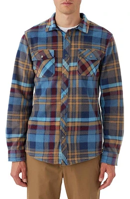 O'Neill Glacier Check Fleece Snap-Up Shirt in Blue Shadow at Nordstrom, Size Small