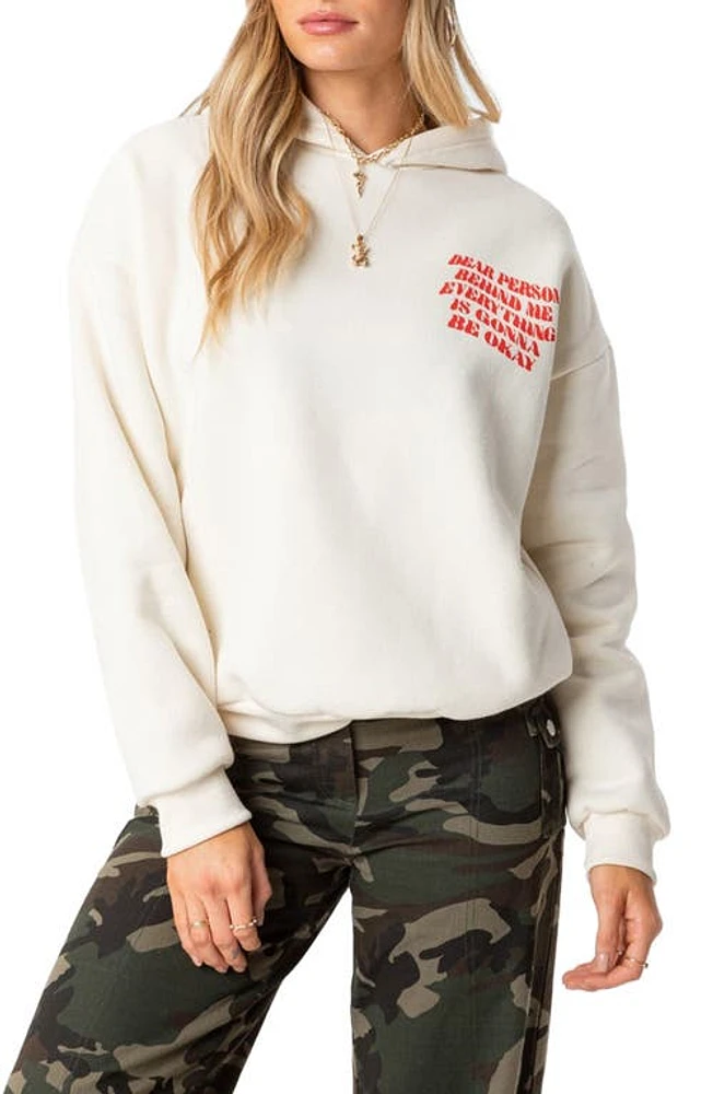 EDIKTED Everything's OK Hoodie Cream at Nordstrom,