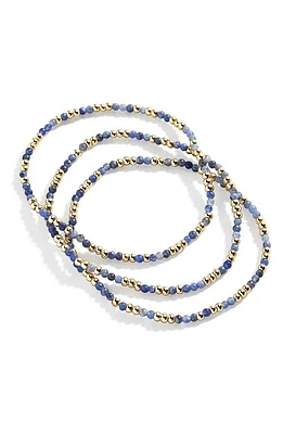 BaubleBar Sadie Set of 3 Semiprecious Bead Stretch Bracelets in Navy at Nordstrom