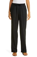 Rebecca Taylor Linen Blend Drawstring Pants Black at Nordstrom,