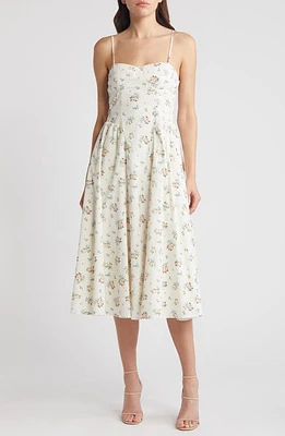 Charles Henry Floral Print Bustier Sleeveless Maxi Dress Ivory Ditsy at Nordstrom,