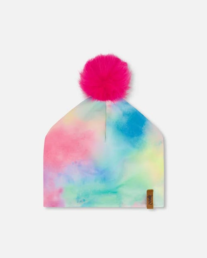 Deux Par Deux Girl's Detachable Pompom Hat Multico at Nordstrom