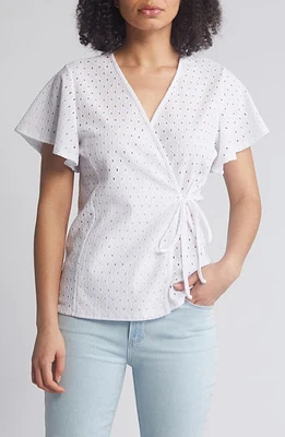 Loveappella Eyelet Wrap Top at Nordstrom,