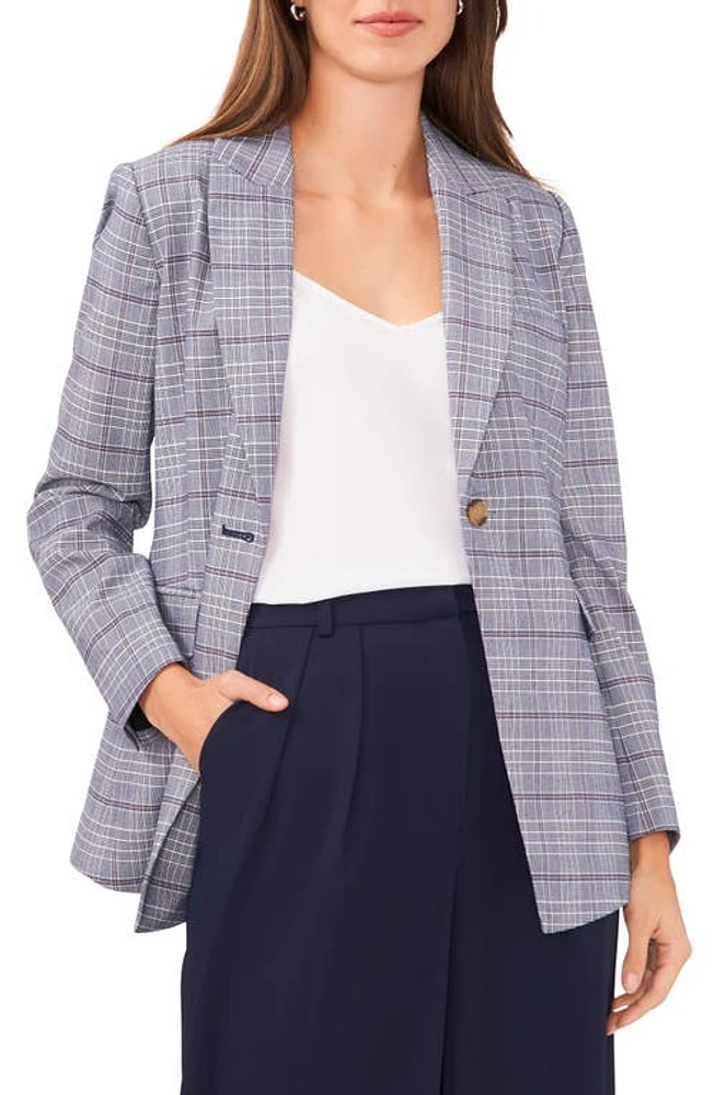 halogen(r) Plaid One-Button Blazer in Classic Navy at Nordstrom, Size X-Small