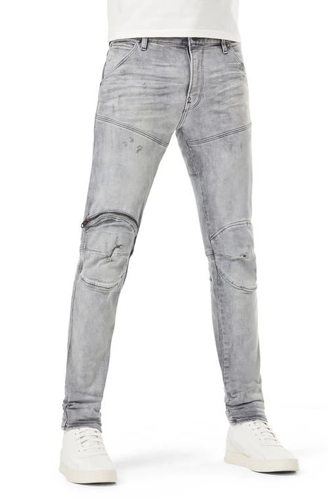 G-STAR 5620 3D Zip Knee Distressed Skinny Jeans Vintage Oreon Grey Destroyed at Nordstrom, X