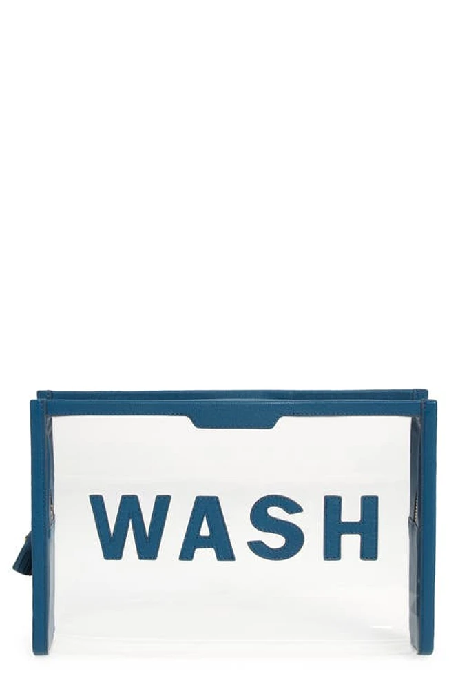 Anya Hindmarch Wash Cosmetics Pouch in Clear/Light Petrol at Nordstrom