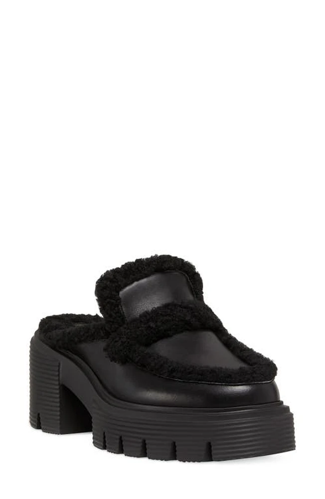 Stuart Weitzman Soho Chill Genuine Shearling Lined Mule Black at Nordstrom,