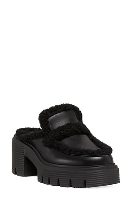 Stuart Weitzman Soho Chill Genuine Shearling Lined Mule Black at Nordstrom,