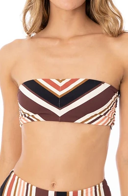 Maaji Burgundy Barcode Tiffany Convertible & Reversible Bandeau Bikini Top Red at Nordstrom,