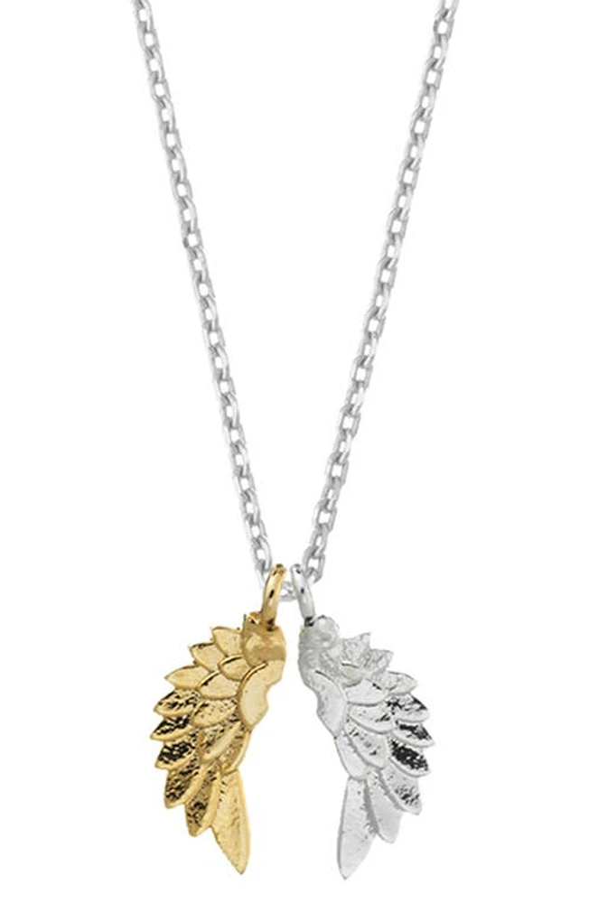 Estella Bartlett She Believed She Could Wings Necklace in Silver/Gold at Nordstrom