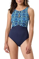 Tommy Bahama Island Cays Ikat One-Piece Swimsuit Beaming Blue at Nordstrom,