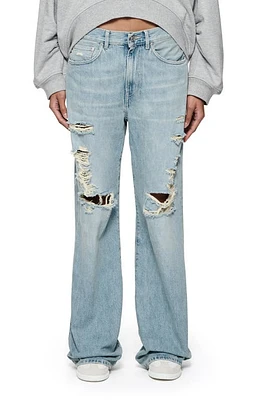 PURPLE BRAND Destroyed Wide Leg Jeans Lt Indigo at Nordstrom,