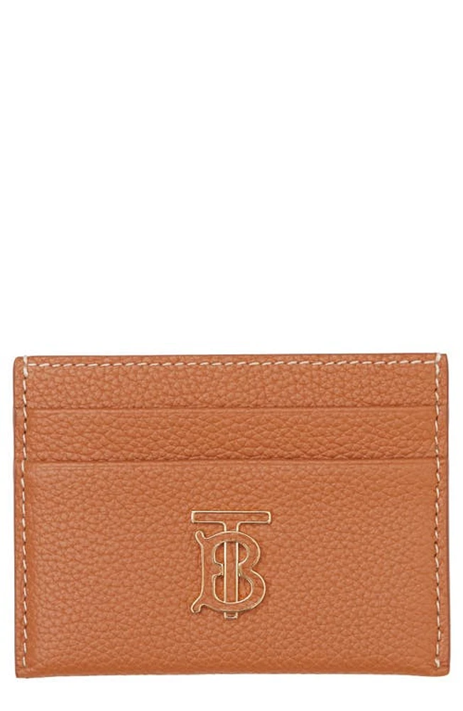 burberry TB Monogram Pebbled Leather Card Case in Warm Russet Brown at Nordstrom