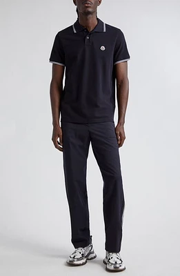 Moncler Tipped Cotton Piqué Polo Navy at Nordstrom,