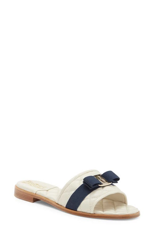 FERRAGAMO Vara Bow Quilted Slide Sandal Mascarpone at Nordstrom,