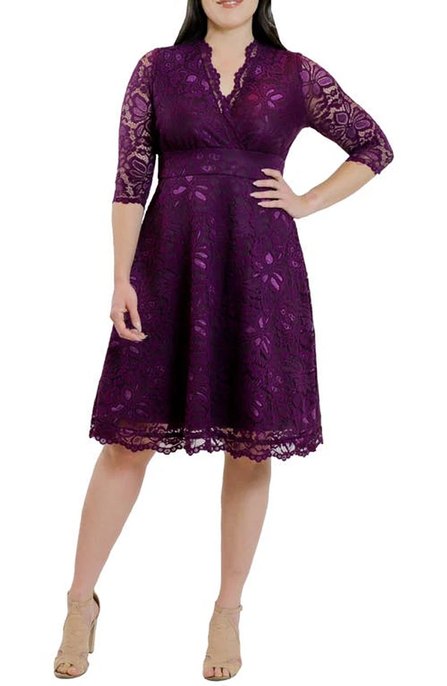 Kiyonna Missy Lace Elbow Sleeve Dress at Nordstrom,