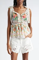 FARM Rio Bloom Garden Crochet Detail Peplum Top Off-White at Nordstrom,