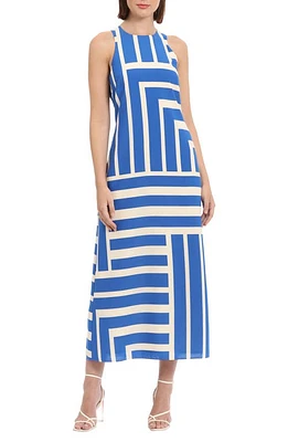 DONNA MORGAN FOR MAGGY Print Maxi Dress in Cream/Royal Blue at Nordstrom, Size 6