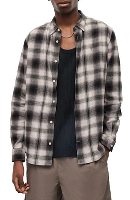 AllSaints Rodona Plaid Flannel Button-Up Shirt Cala White at Nordstrom,