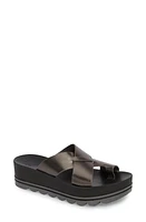 Fantasy Sandals Clara Slide Sandal Black Glitter Leather at Nordstrom,