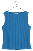 Madewell Boat Neck Rib Tank Celeste at Nordstrom,