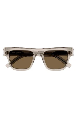 Saint Laurent 51mm Rectangular Sunglasses in Beige at Nordstrom