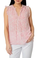 GIBSONLOOK Ruffle Tie Neck Sleeveless Blouse Off White/Blush at Nordstrom,