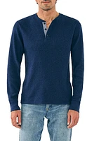 Faherty Surplus Long Sleeve Organic Cotton Waffle Henley in Deep Sea Heather at Nordstrom, Size Small