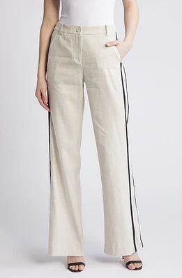 Milly Linen Blend Wide Leg Pants Natural at Nordstrom,