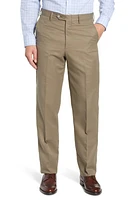 Berle Classic Fit Flat Front Microfiber Performance Trousers Green at Nordstrom,