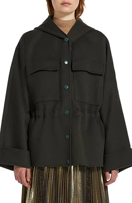 Weekend Max Mara Rango Hooded Wool Blend Coat Kaki at Nordstrom,