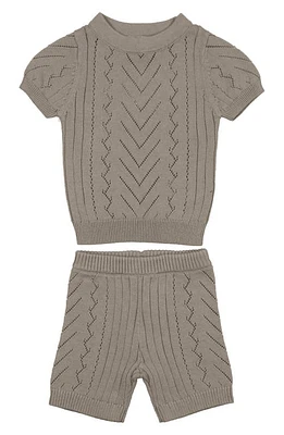 Manière Pointelle Short Sleeve Sweater & Shorts Set Beige at Nordstrom,