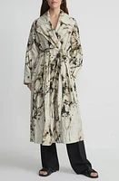 Lafayette 148 New York Floral Print Belted Trench Coat Plaster Multi at Nordstrom,