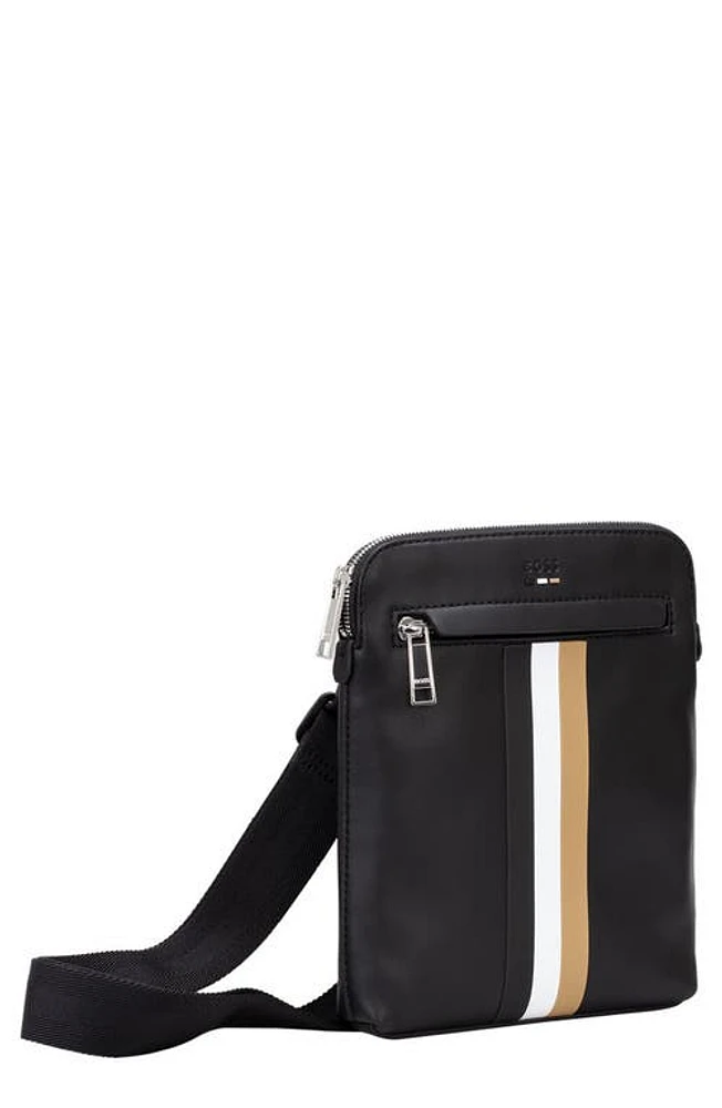 BOSS Ray Stripe Faux Leather Envelope Bag in Black at Nordstrom