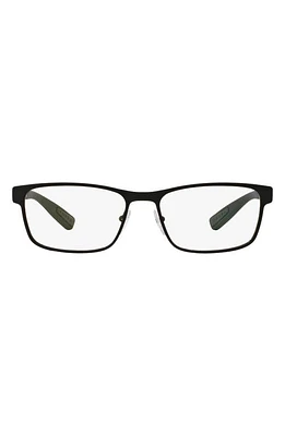 Prada Linea Rossa 55mm Rectangular Optical Glasses in Rubber Black at Nordstrom