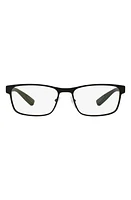 Prada Linea Rossa 55mm Rectangular Optical Glasses in Rubber Black at Nordstrom