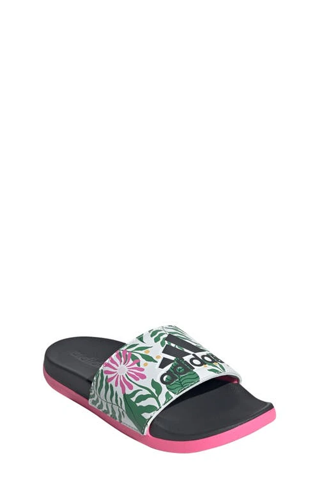 adidas Kids' Adilette Slide Sandal Carbon/Off White/Pink at Nordstrom, M