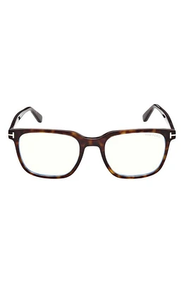 TOM FORD 53mm Square Blue Light Blocking Glasses in Dark Havana at Nordstrom