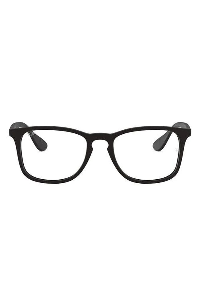 Ray-Ban Unisex 52mm Square Optical Glasses in Rubber Black at Nordstrom