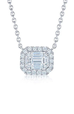 Kwiat Emerald Diamond Halo Pendant Necklace in White at Nordstrom, Size 16