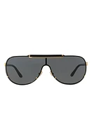 Versace 40mm Shield Sunglasses in Black/Gold/Black Solid at Nordstrom