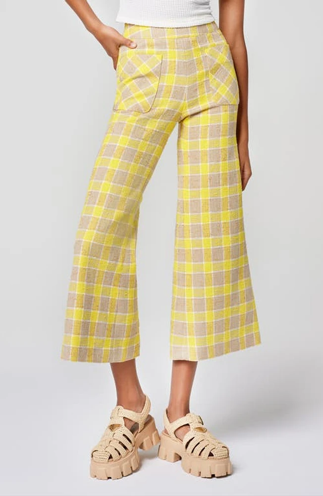 Smythe Crop Wide Leg Pants Yellow Check at Nordstrom,