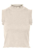 VERO MODA Ruffle Neck Sleeveless Sweater in Birch at Nordstrom, Size X-Large