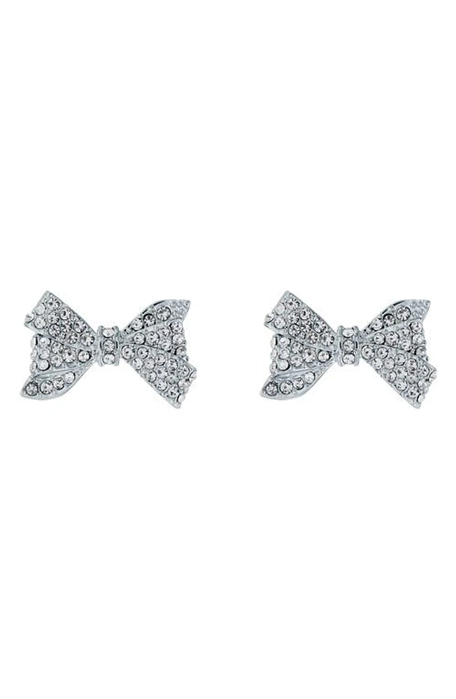 Ted Baker London Barseta Pavé Crystal Bow Stud Earrings in Silver Tone/Clear Crystal at Nordstrom